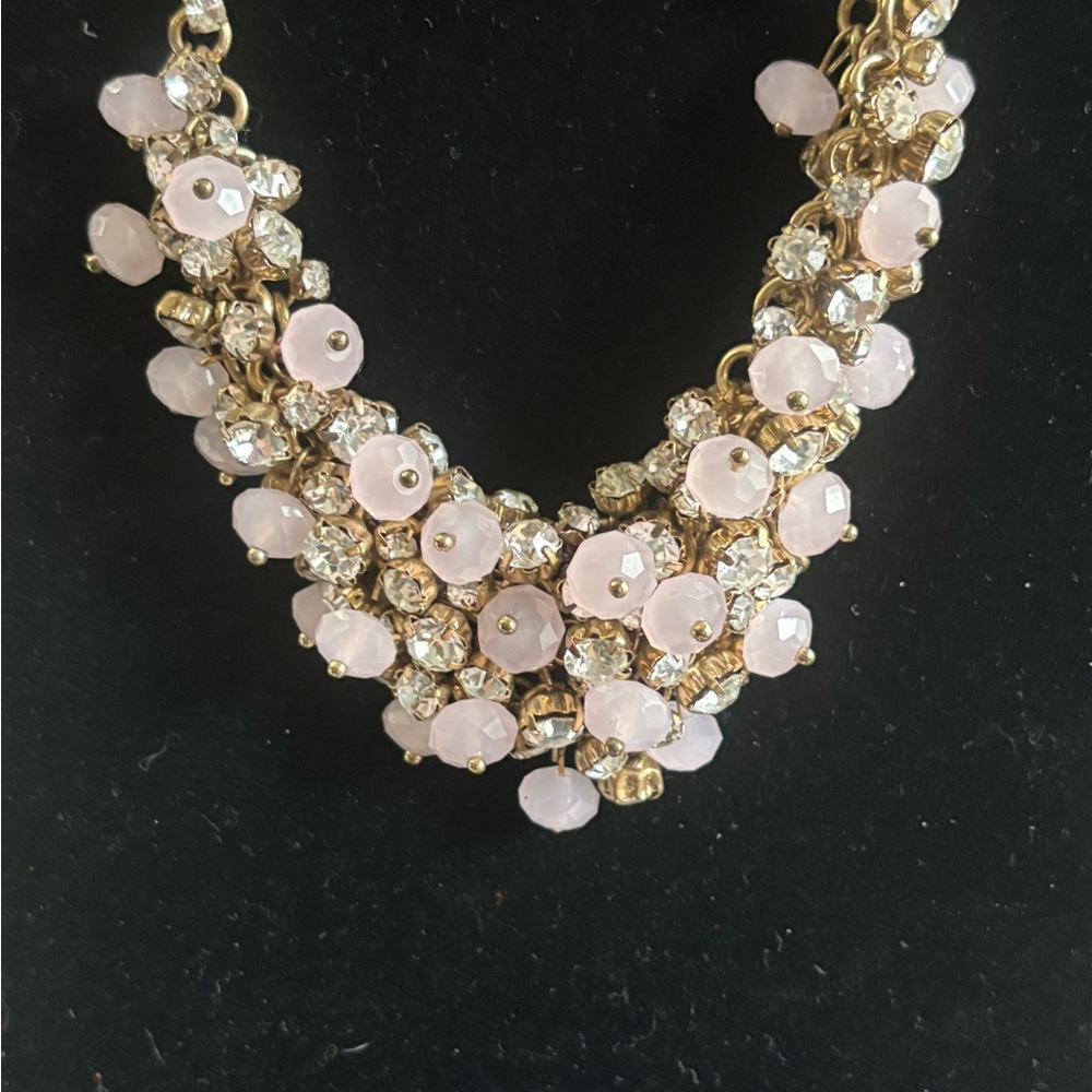 Preloved Gold and Pink Beaded Necklace Vintage vibe